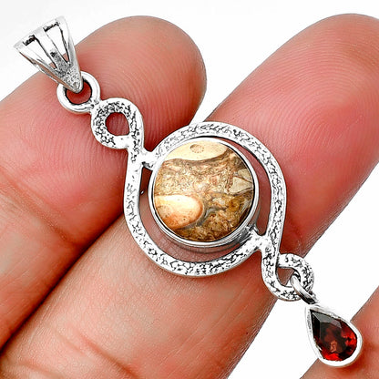 Natural Rock Calcy & Garnet Pendant P-1115 SDP137491