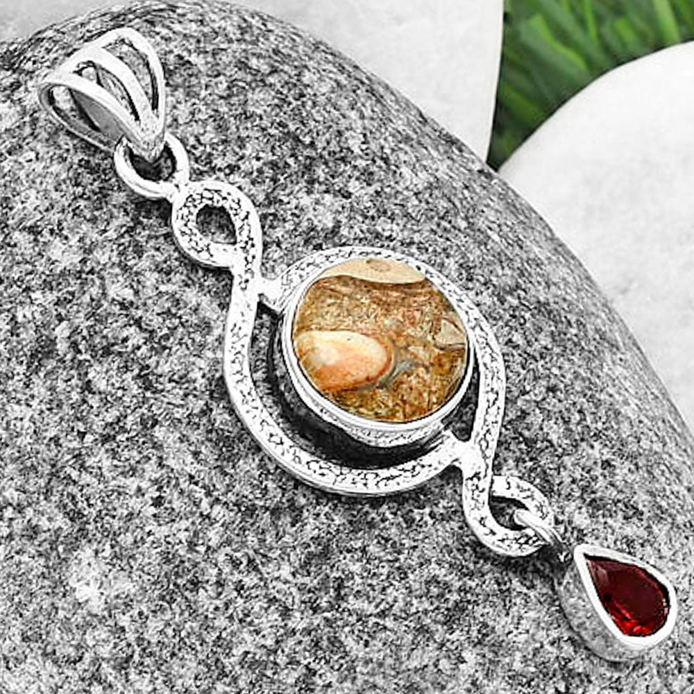 Natural Rock Calcy & Garnet Pendant P-1115 SDP137491