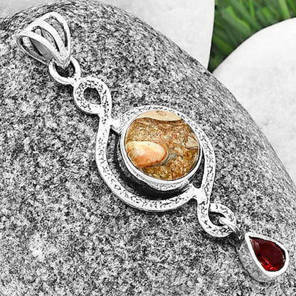 Natural Rock Calcy & Garnet Pendant P-1115 SDP137491