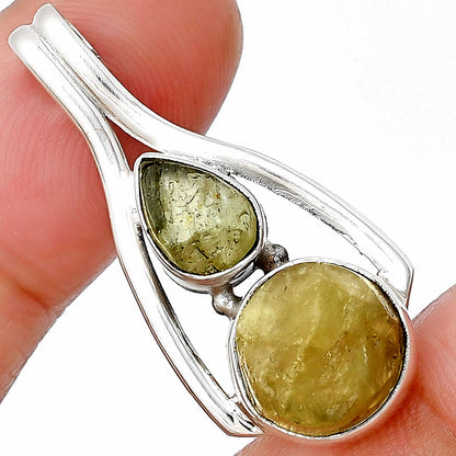 Green Kyanite Rough & Peridot Rough Pendant P-1006 SDP137550