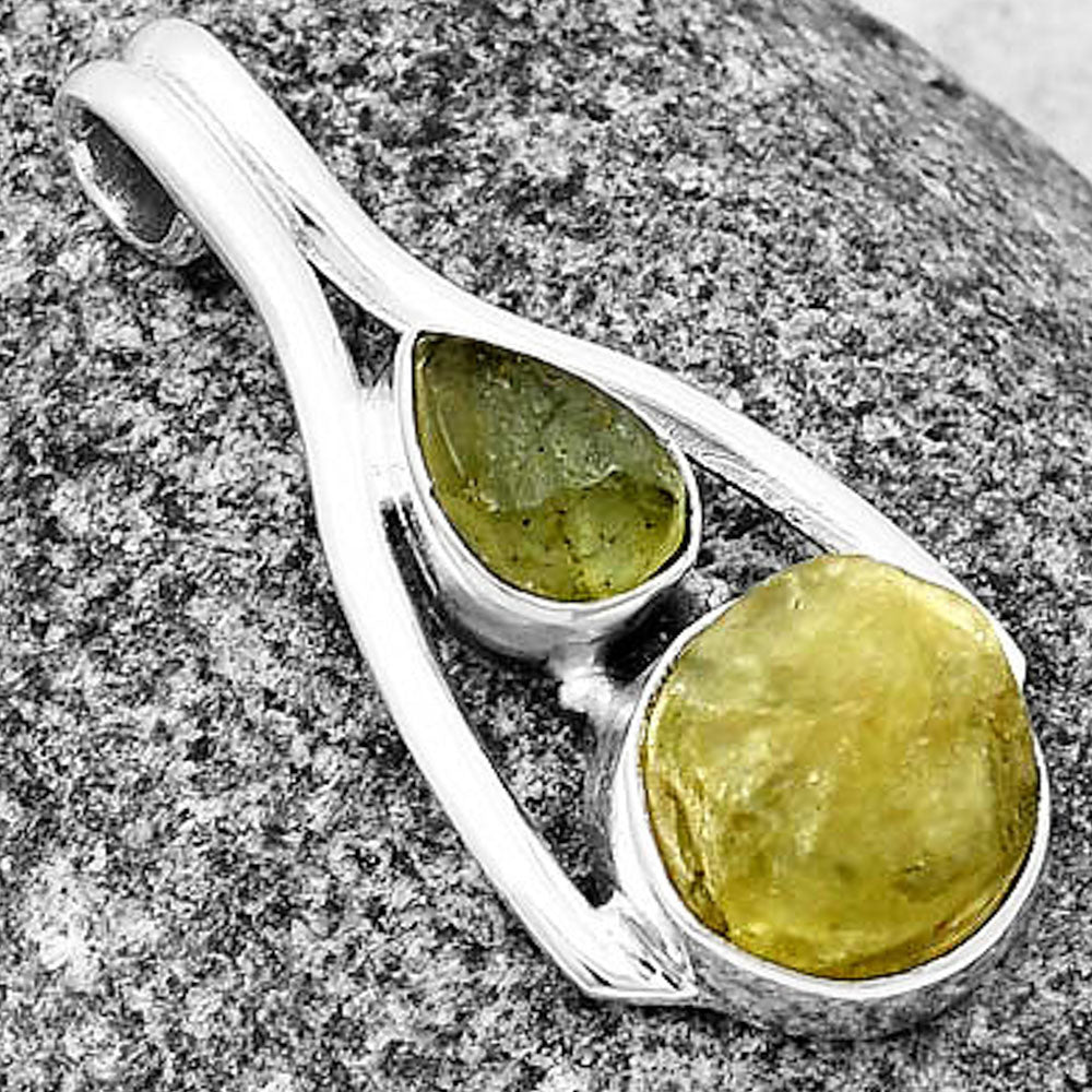 Green Kyanite Rough & Peridot Rough Pendant P-1006 SDP137550