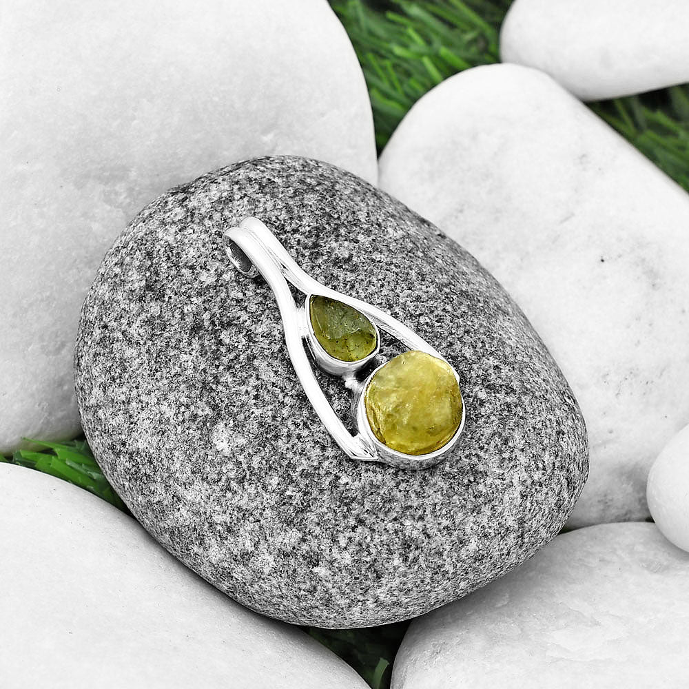 Green Kyanite Rough & Peridot Rough Pendant P-1006 SDP137550