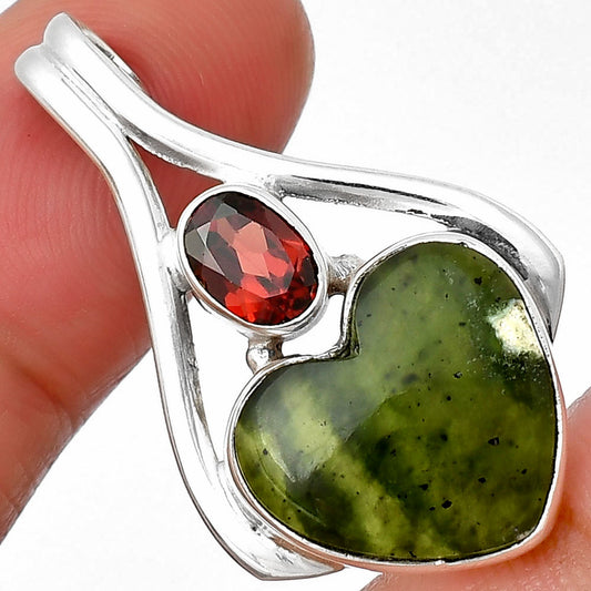 Heart Chrome Chalcedony & Garnet Pendant P-1006 SDP137552
