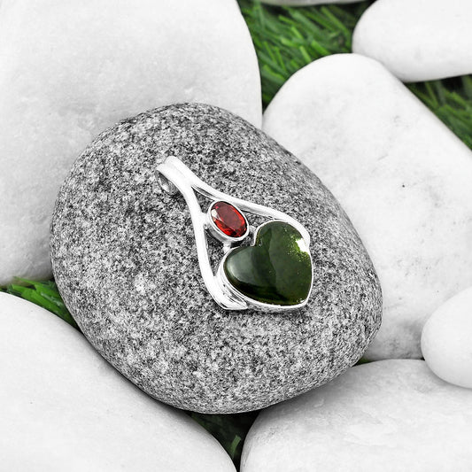 Heart Chrome Chalcedony & Garnet Pendant P-1006 SDP137552
