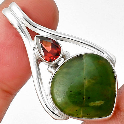 Natural Chrome Chalcedony & Garnet Pendant P-1006 SDP137557