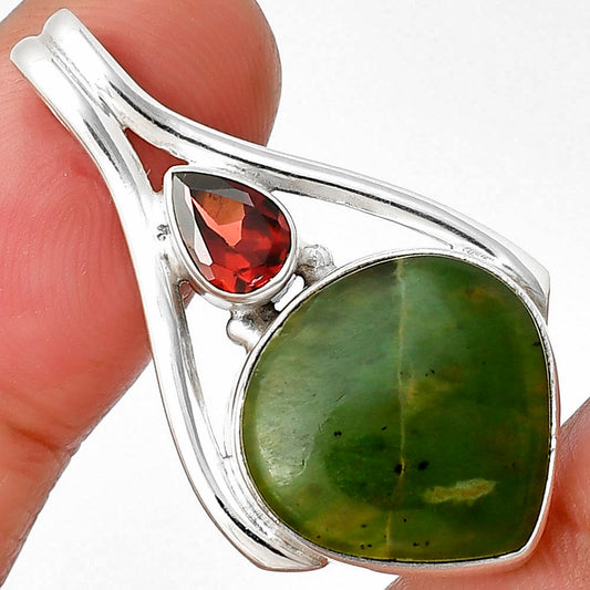 Natural Chrome Chalcedony & Garnet Pendant P-1006 SDP137557