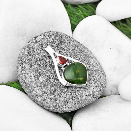 Natural Chrome Chalcedony & Garnet Pendant P-1006 SDP137557