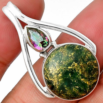 Natural Green Fuchsite & Mystic Topaz Pendant P-1006 SDP137558