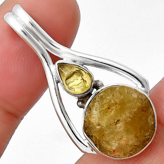 Green Kyanite Rough & Peridot Rough Pendant P-1006 SDP137559