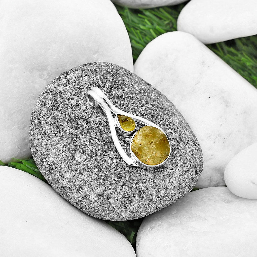 Green Kyanite Rough & Peridot Rough Pendant P-1006 SDP137559