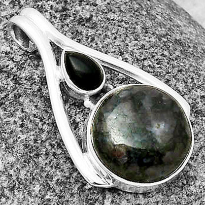 Natural Indigo Gabbro & Black Onyx Pendant P-1006 SDP137573