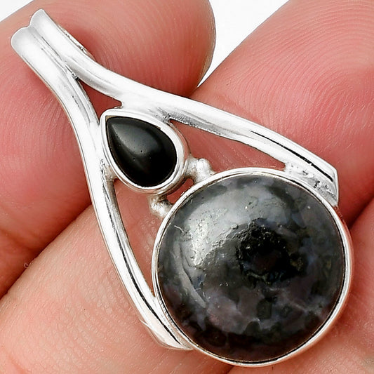 Natural Indigo Gabbro & Black Onyx Pendant P-1006 SDP137576
