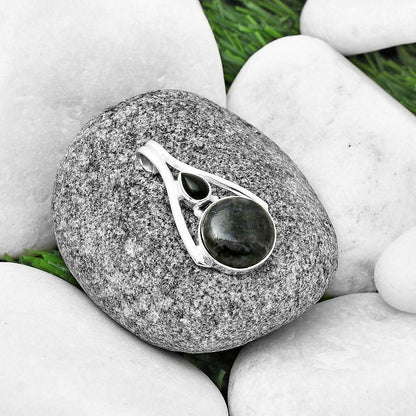 Natural Indigo Gabbro & Black Onyx Pendant P-1006 SDP137576