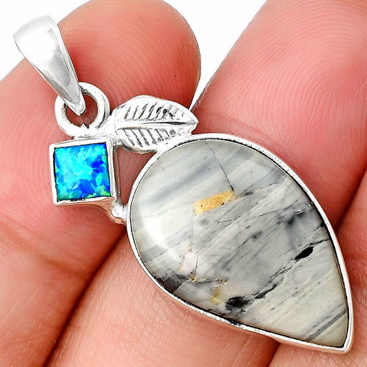 Natural Picasso Jasper & Fire Opal Pendant P-1652 SDP137578