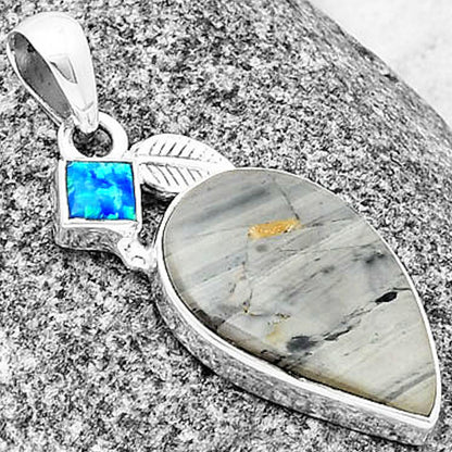 Natural Picasso Jasper & Fire Opal Pendant P-1652 SDP137578
