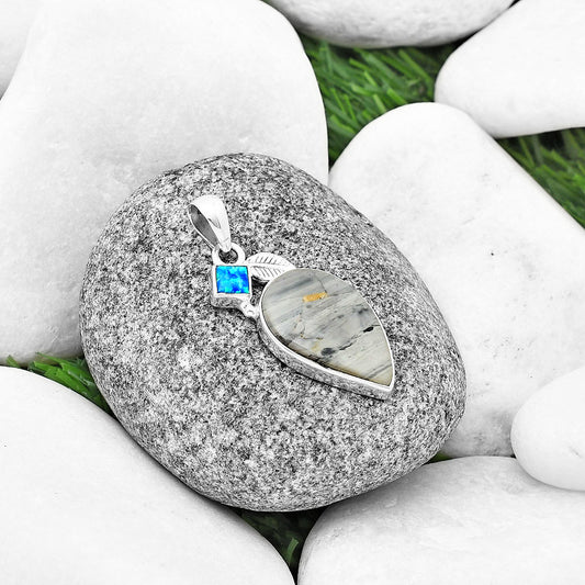 Natural Picasso Jasper & Fire Opal Pendant P-1652 SDP137578