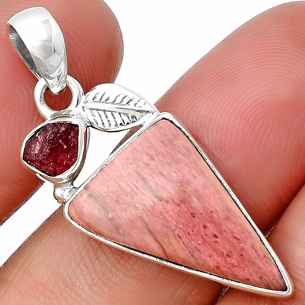 Pink Tulip Quartz & Pink Tourmaline Rough Pendant P-1652 SDP137588