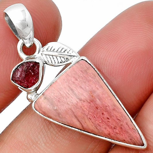 Pink Tulip Quartz & Pink Tourmaline Rough Pendant P-1652 SDP137588