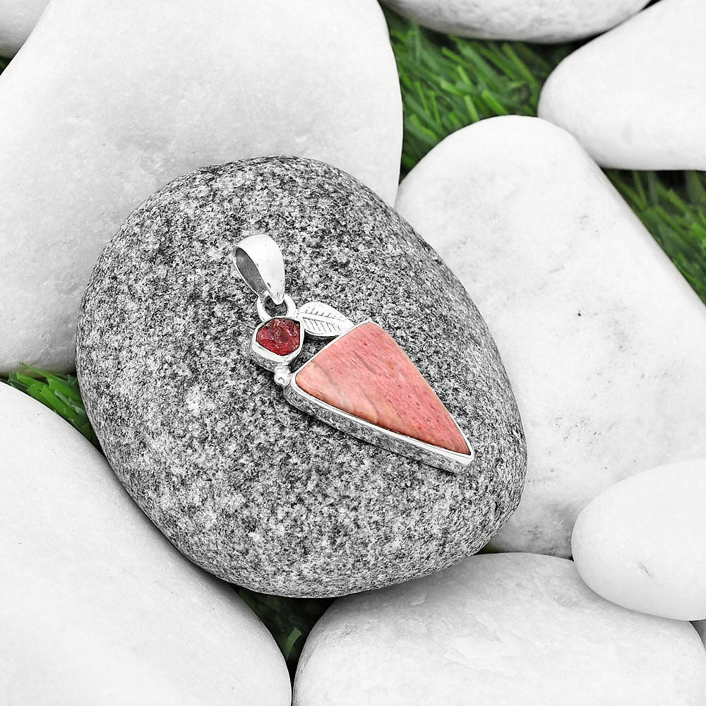 Pink Tulip Quartz & Pink Tourmaline Rough Pendant P-1652 SDP137588