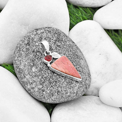 Pink Tulip Quartz & Pink Tourmaline Rough Pendant P-1652 SDP137588