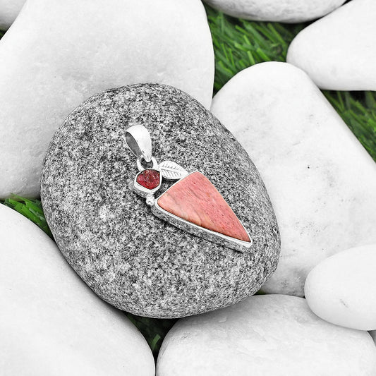 Pink Tulip Quartz & Pink Tourmaline Rough Pendant P-1652 SDP137588