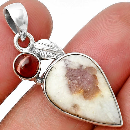 Pink Tourmaline in Quartz & Garnet Pendant P-1652 SDP137589