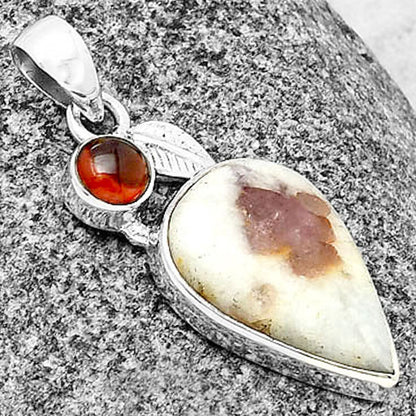 Pink Tourmaline in Quartz & Garnet Pendant P-1652 SDP137589