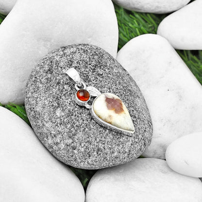 Pink Tourmaline in Quartz & Garnet Pendant P-1652 SDP137589