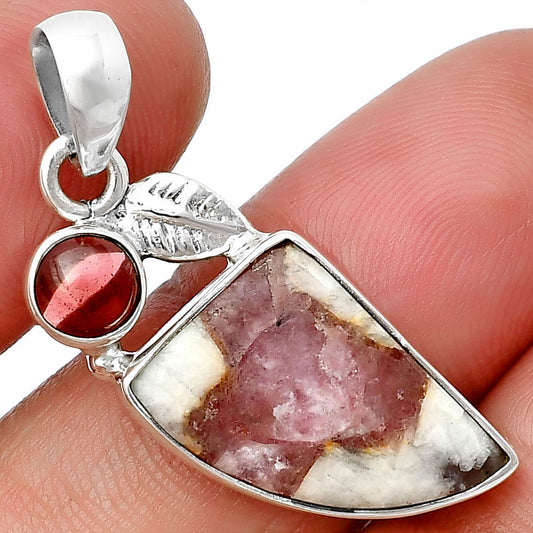 Pink Tourmaline in Quartz & Garnet Pendant P-1652 SDP137596