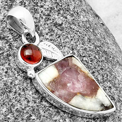 Pink Tourmaline in Quartz & Garnet Pendant P-1652 SDP137596