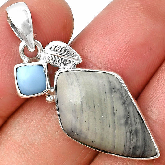 Natural Picasso Jasper & Owyhee Opal Pendant P-1652 SDP137609