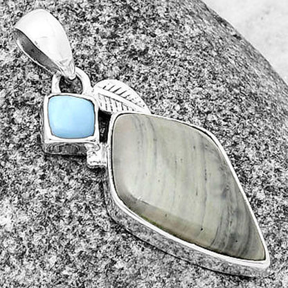 Natural Picasso Jasper & Owyhee Opal Pendant P-1652 SDP137609