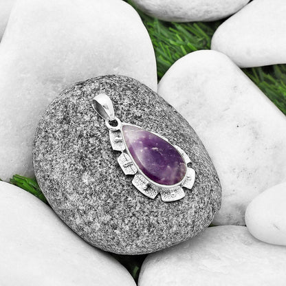 Natural Purple Lepidolite Pendant P-1485 SDP137667