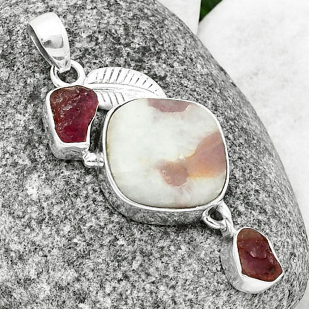 Pink Tourmaline in Quartz & Pink Tourmaline Rough Pendant P-1414 SDP137720