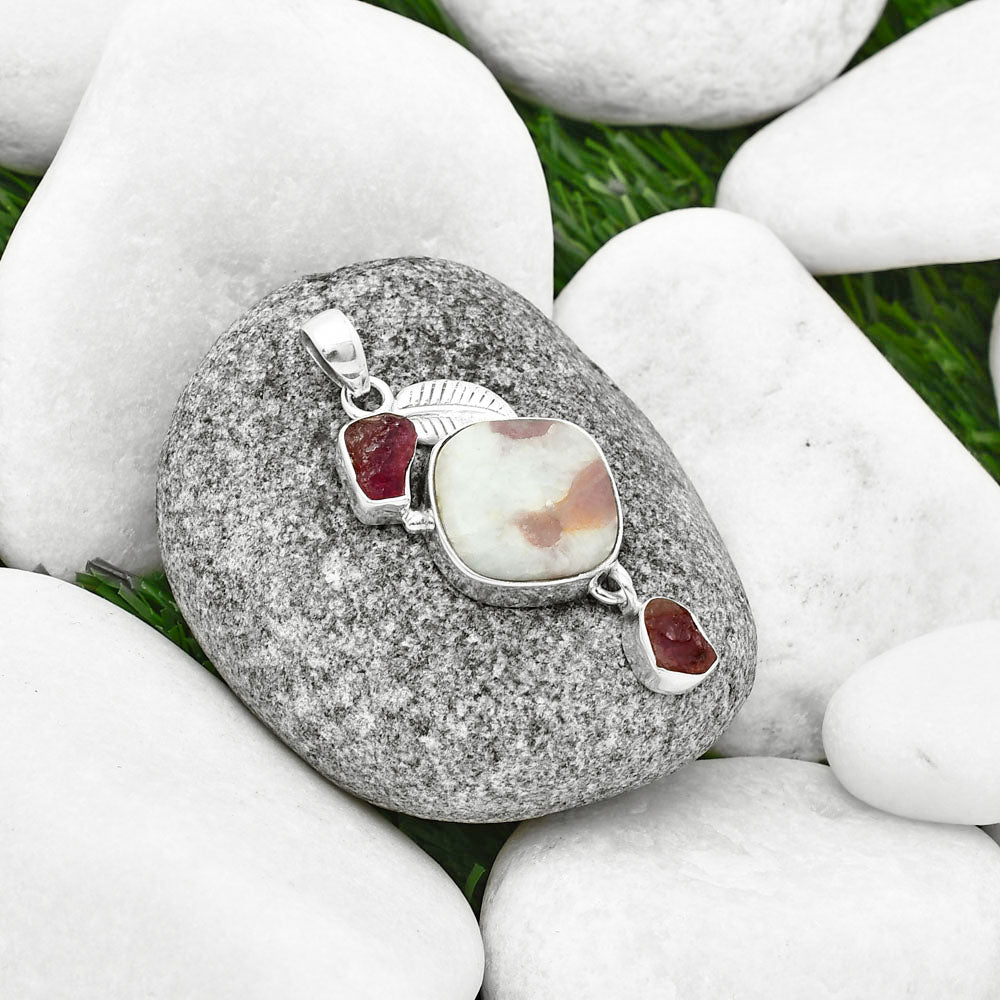 Pink Tourmaline in Quartz & Pink Tourmaline Rough Pendant P-1414 SDP137720