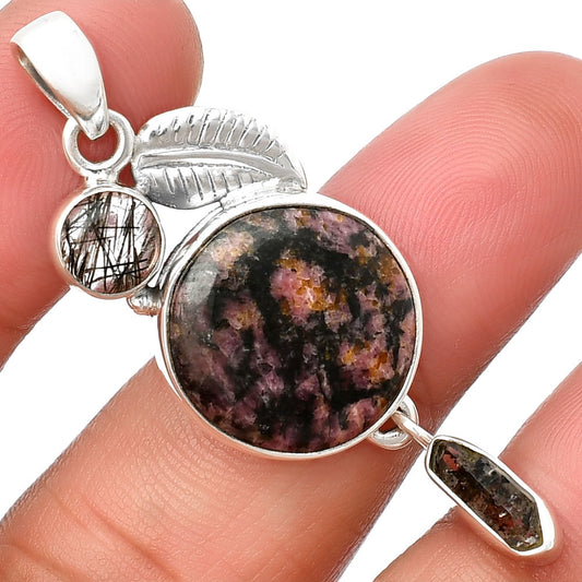 Rhodonite, Tourmaline In Quartz & Herkimer Pendant P-1414 SDP137741
