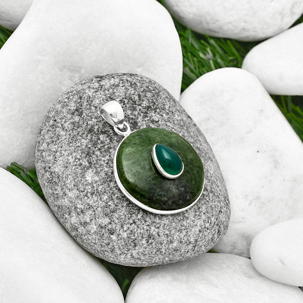 Natural Serpentine & Green Onyx Pendant P-1323 SDP137759
