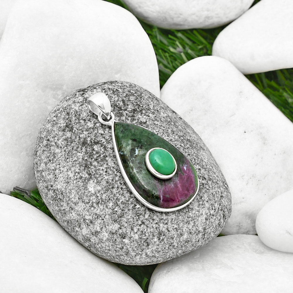 Ruby-Zoisite - Africa & Chrysoprase Pendant P-1323 SDP137760