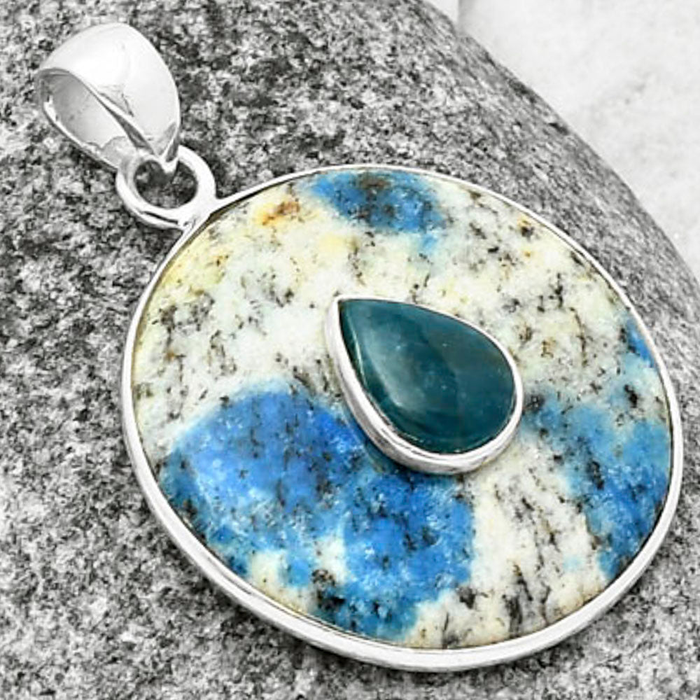 K2 Blue - Azurite In Quartz & Blue Apatite Pendant P-1323 SDP137794