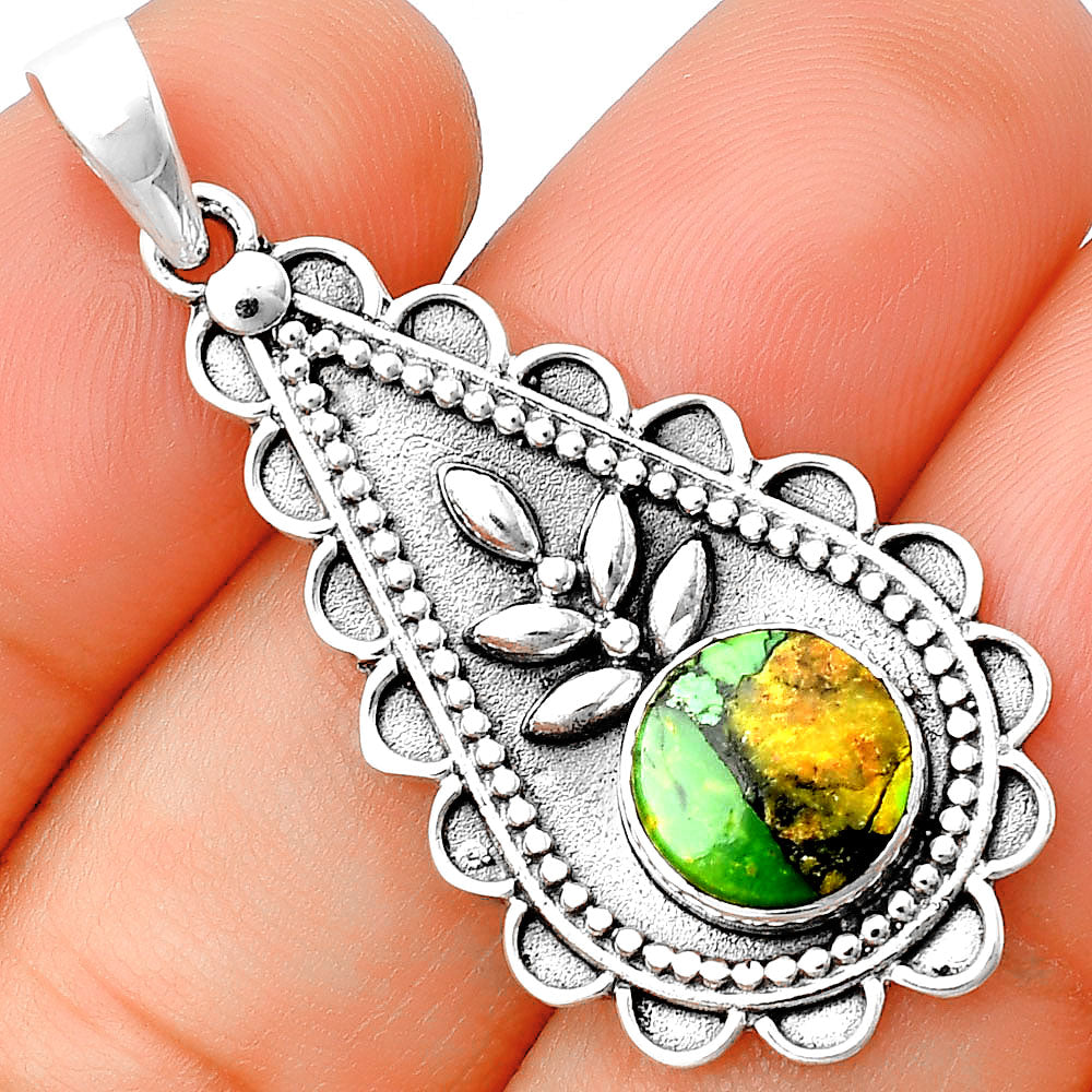 Natural Green Matrix Turquoise Pendant P-1033 SDP137943