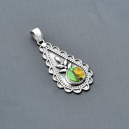 Natural Green Matrix Turquoise Pendant P-1033 SDP137943