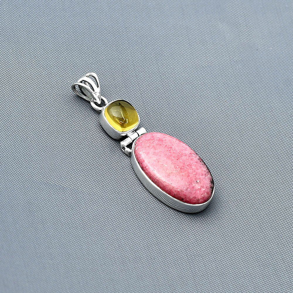 Natural Rhodonite & Citrine Pendant P-1108 SDP138007