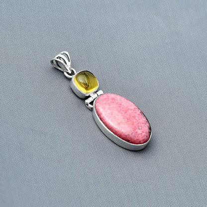 Natural Rhodonite & Citrine Pendant P-1108 SDP138007