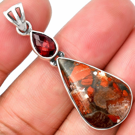 Red Brecciated Jasper & Garnet Pendant P-1077 SDP138148