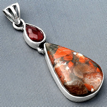 Red Brecciated Jasper & Garnet Pendant P-1077 SDP138148