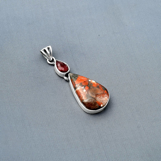 Red Brecciated Jasper & Garnet Pendant P-1077 SDP138148