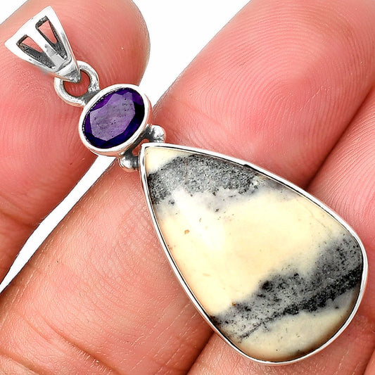 Natural Porcelain Jasper & Amethyst Pendant P-1077 SDP138151