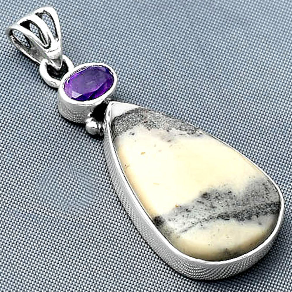 Natural Porcelain Jasper & Amethyst Pendant P-1077 SDP138151