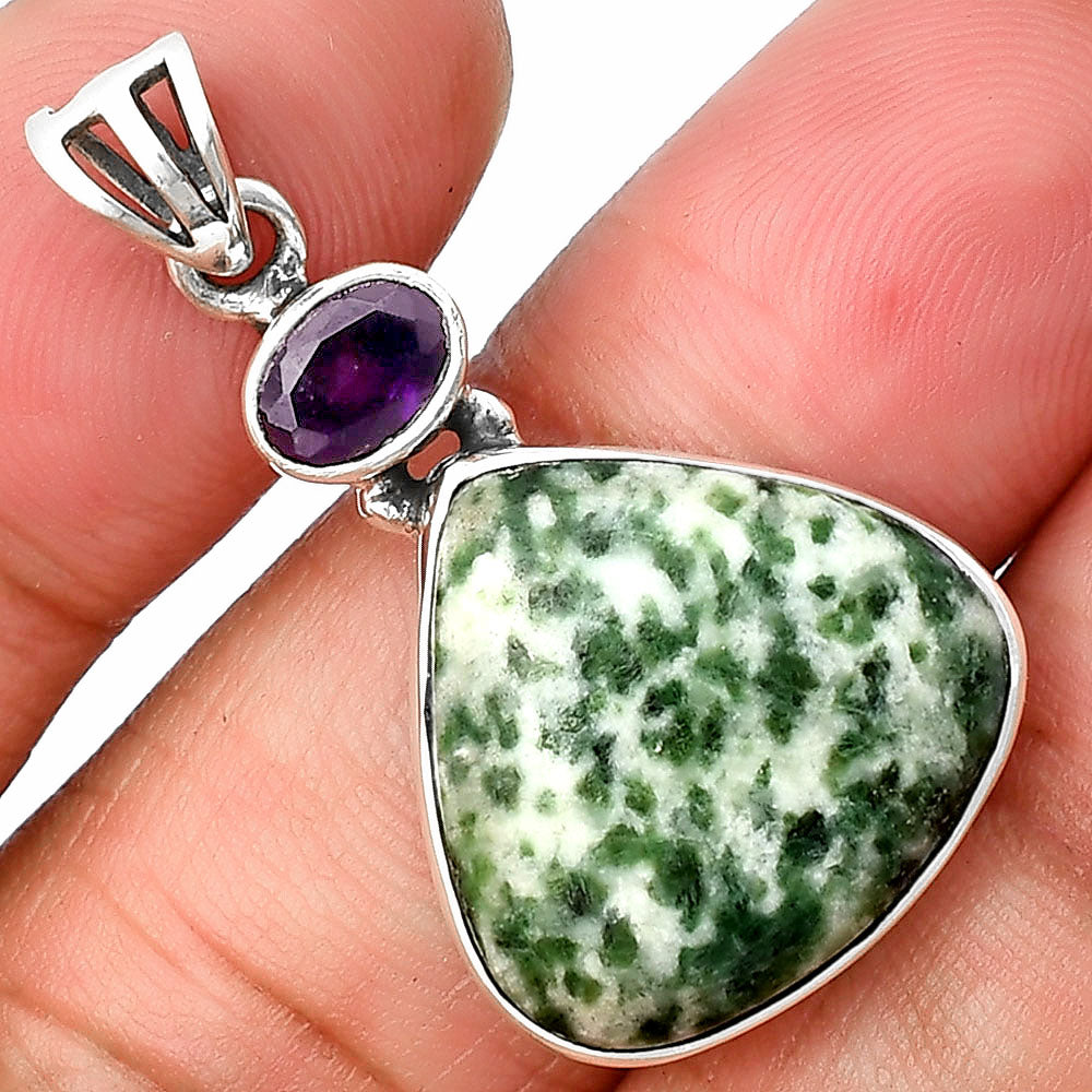 Natural Dioptase & Amethyst Pendant P-1077 SDP138154