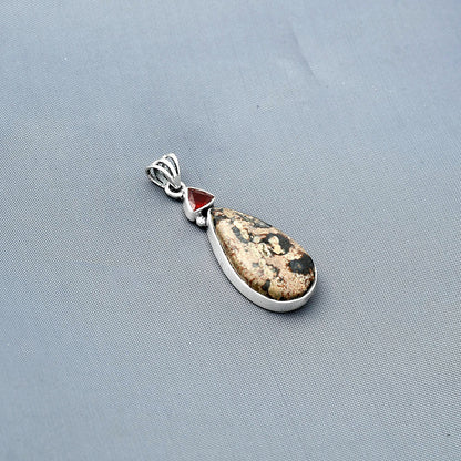 Natural Viper Skin Jasper & Garnet Pendant P-1077 SDP138170
